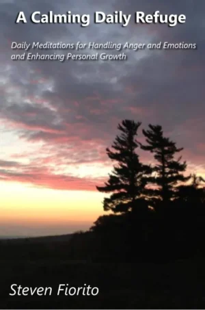 Book cover with trees and colorful sky.
