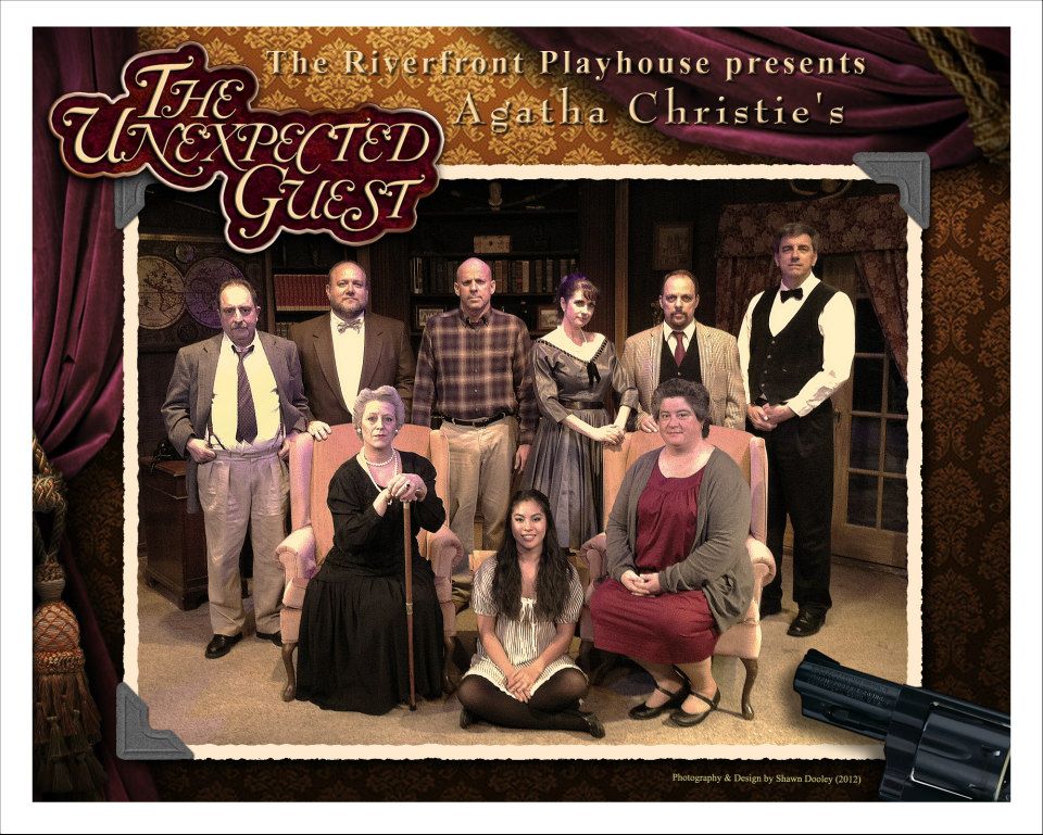 Cast of "The Unexpected Guest" on stage.
